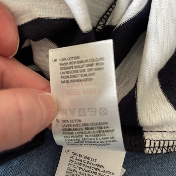 White Stuff Navy and White striped t-shirt size US8/UK12 - Picture 4 of 4